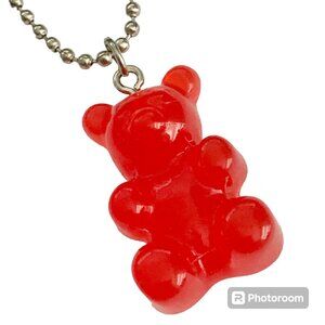 Gummy Bear Charm Necklace Cherry Red Resin 19" Ball Chain Ardene NWT Cute